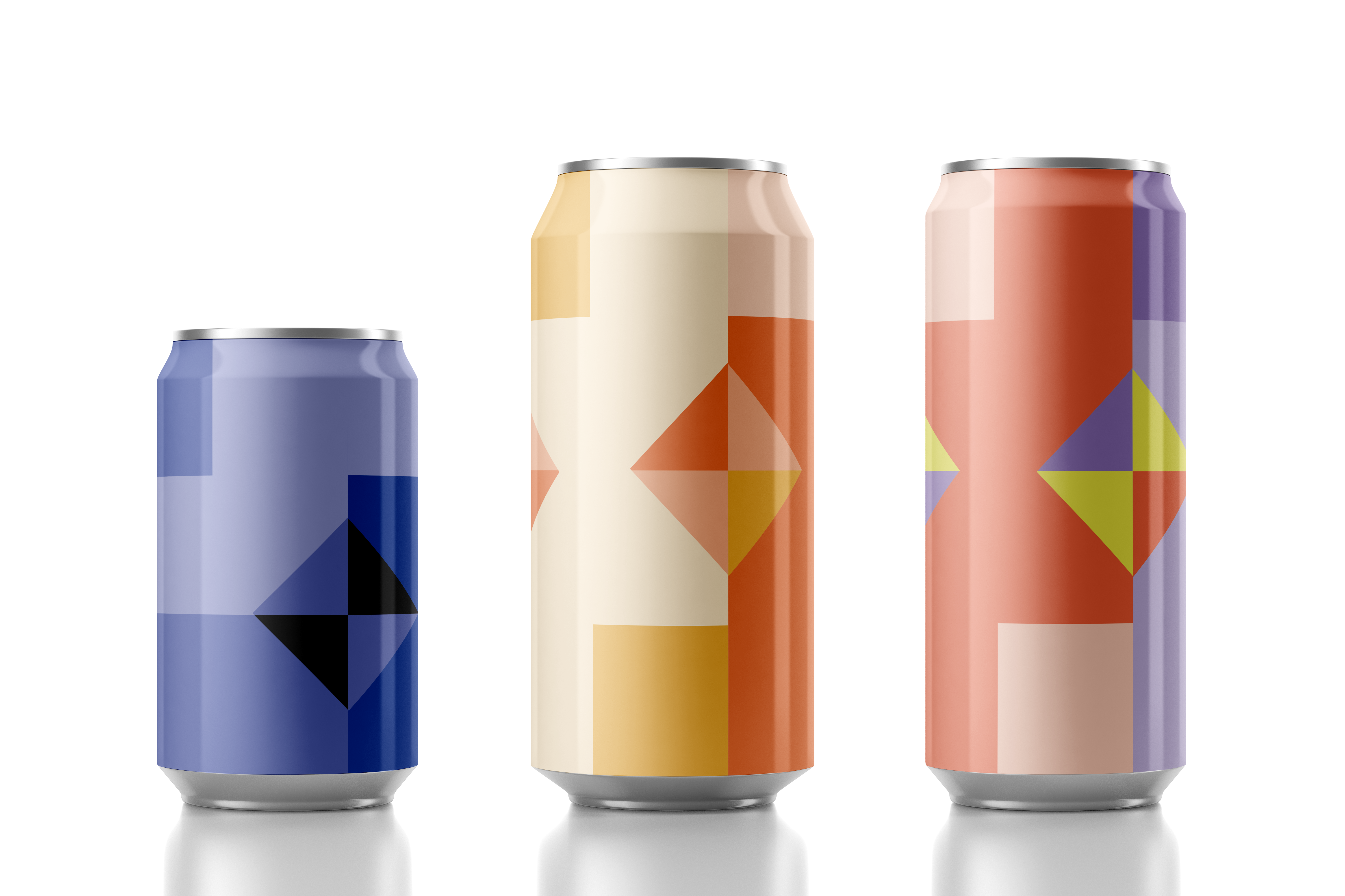 Color Study pattern applied to beverage can mockups