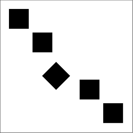 Plane placement study, squares stepping diagonally across the frame