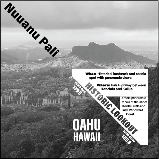 Final composition featuring the Nuuanu Pali lookout, Oahu